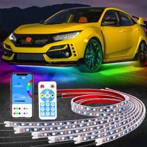 flowing light car underglow light flexible led strip car underbody light atmosphere decorative lamp with remote/app control